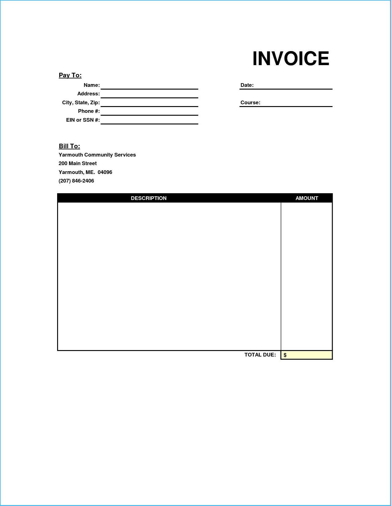 Basic Blank Invoice Form