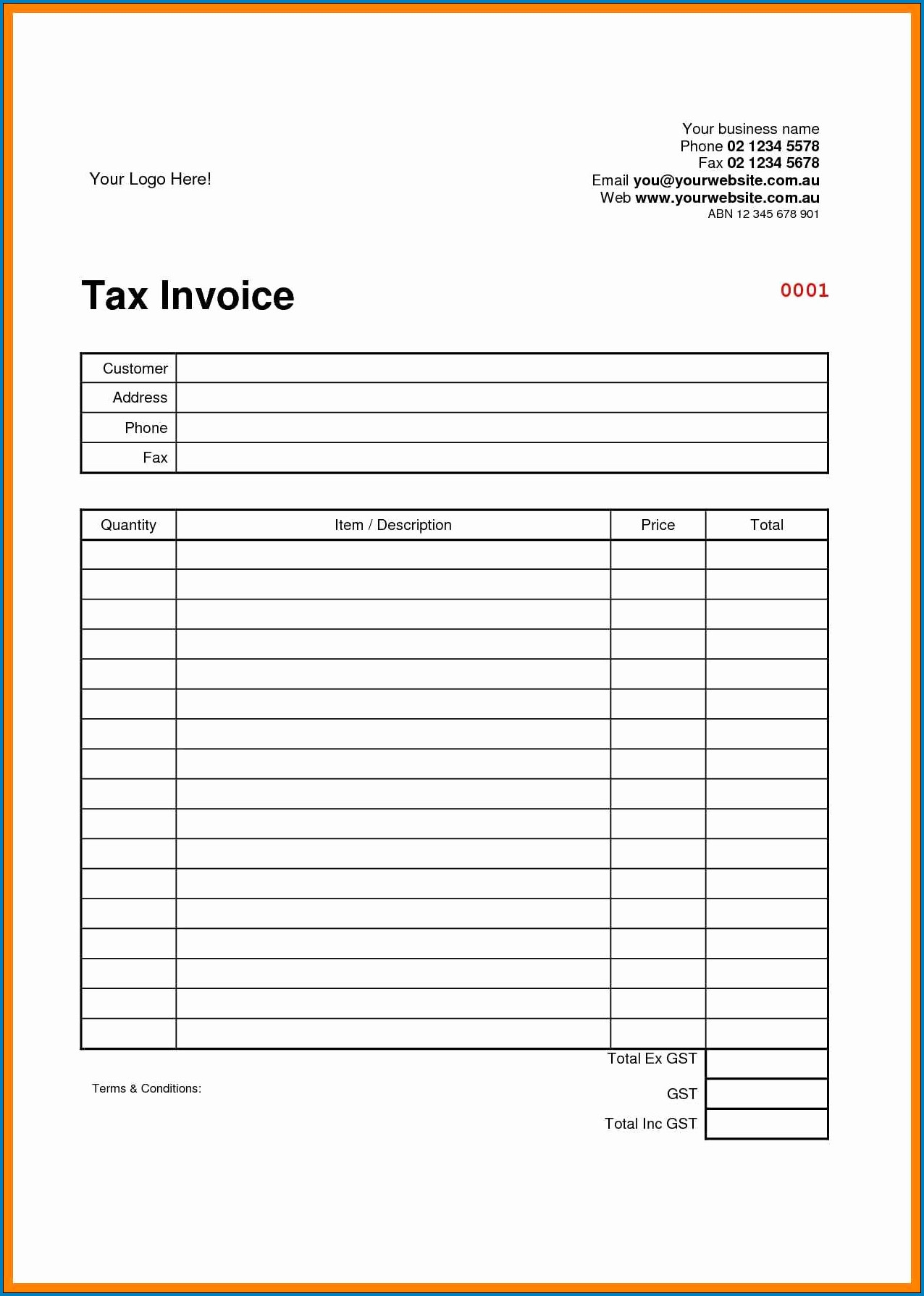 Simple Invoice Example Gst Related