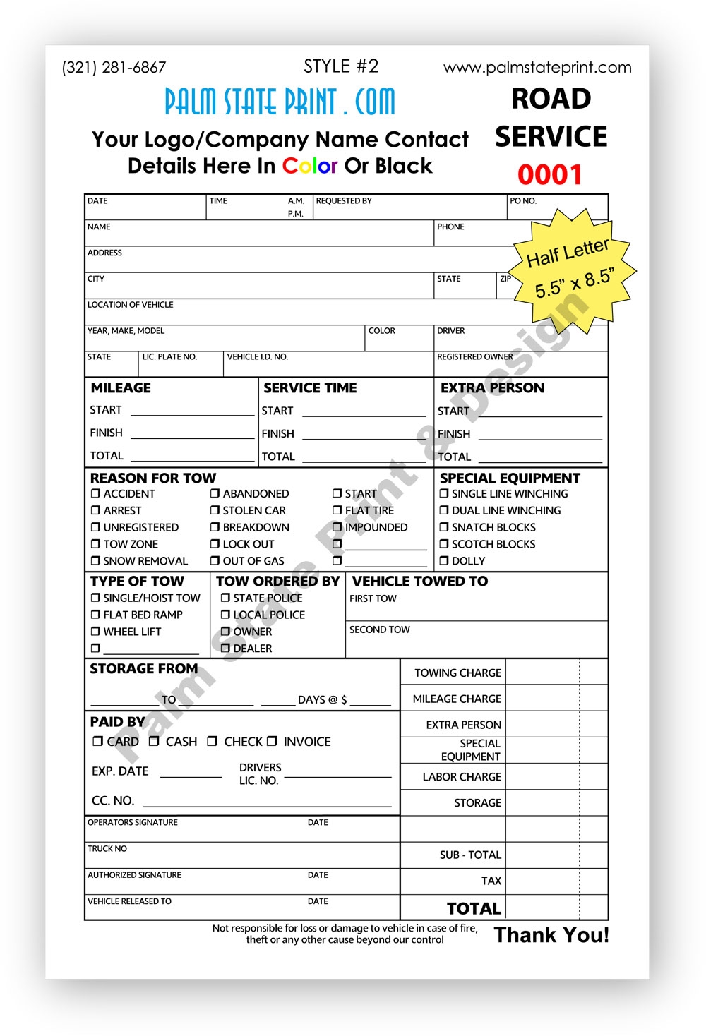 Free Towing Invoice Template