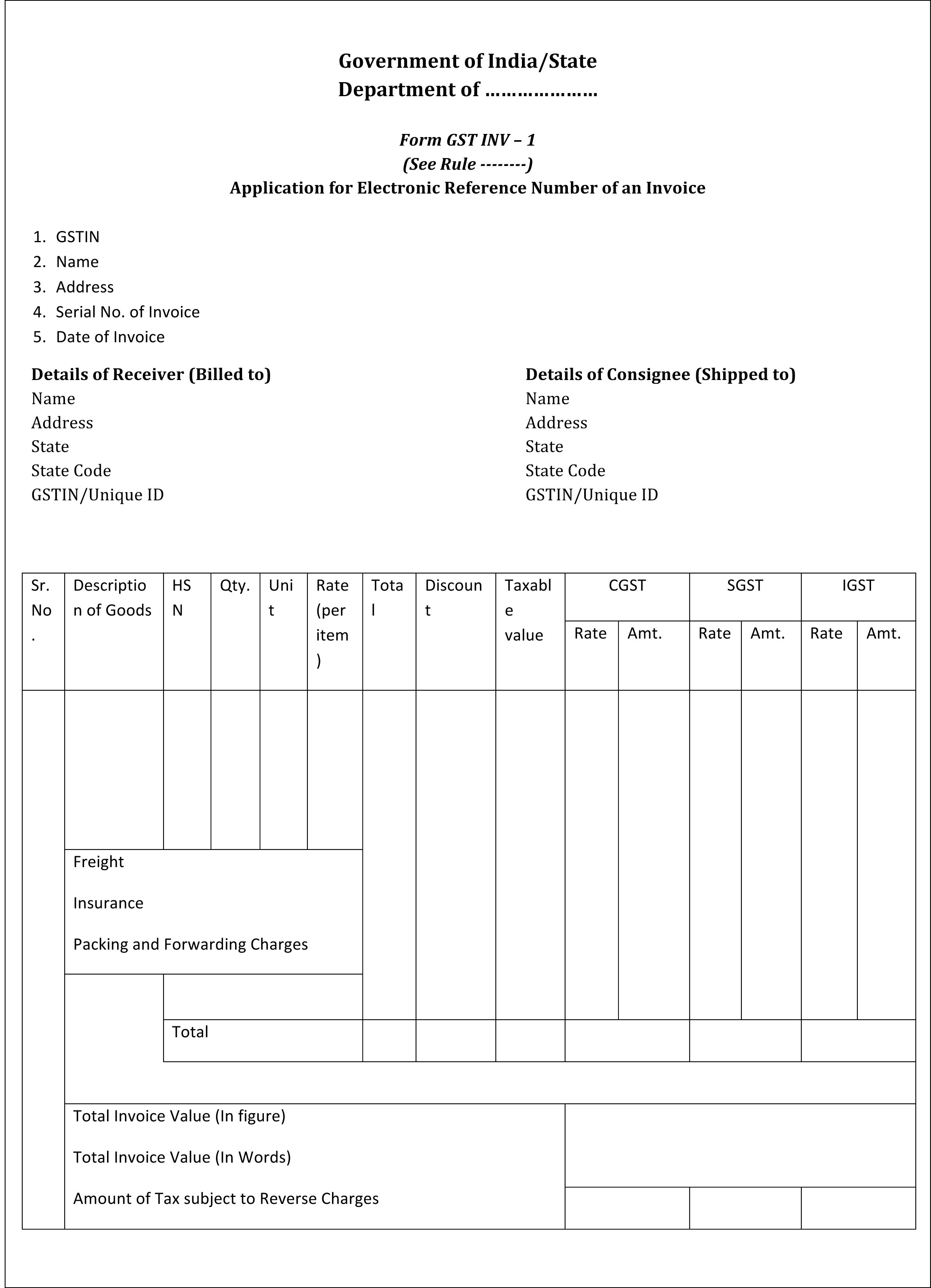 Free Invoice Gst Format