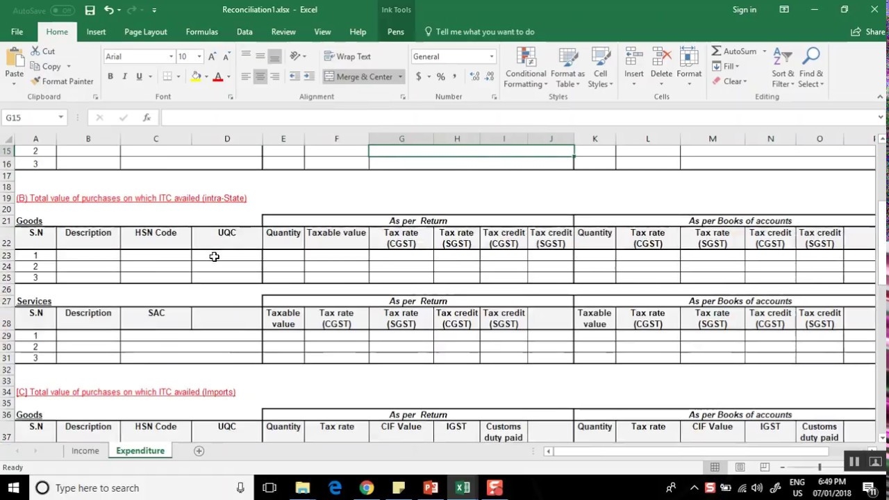 Gst Reconciliation Format In Excel