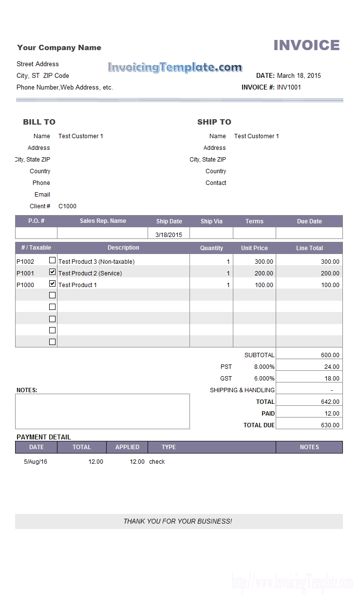 Sample Invoice With Credit Card Fee * Invoice Template Ideas
