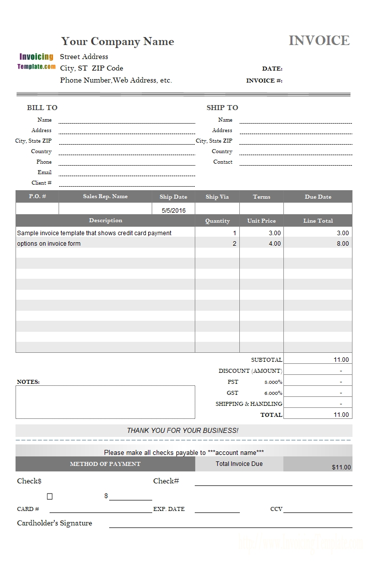 invoice template with credit card payment option sample invoice with credit card fee