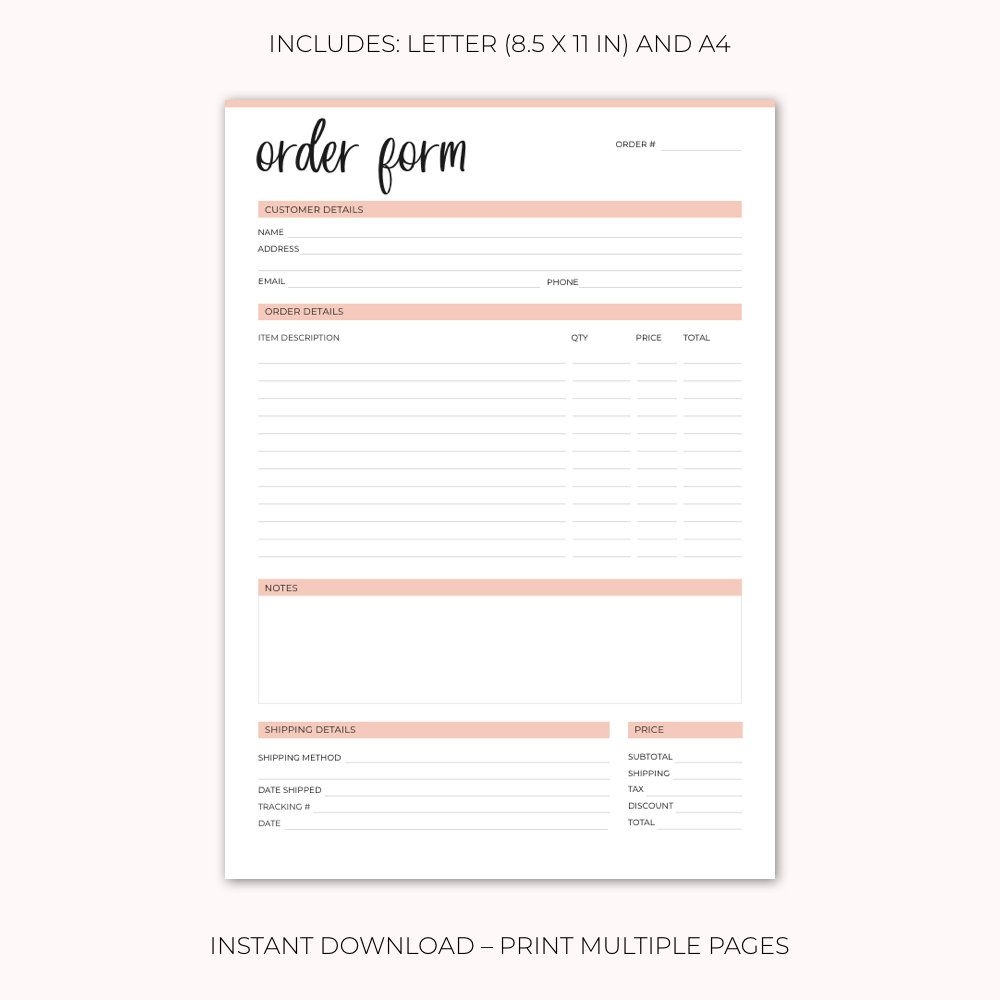 order form printable order form printable invoice custom free customizable invoice templates printable