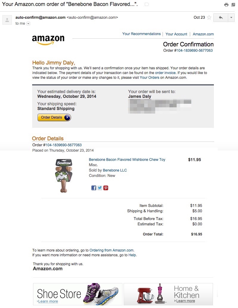 amazon invoice email