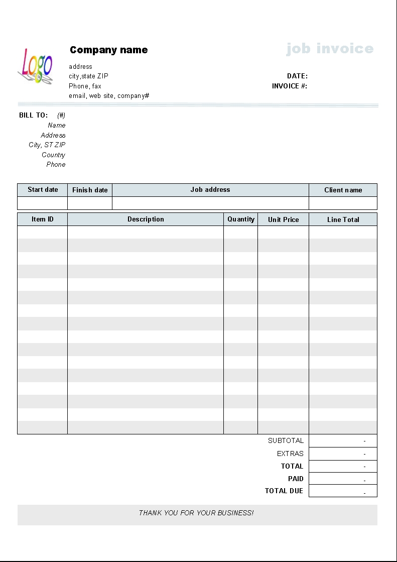 Fill In And Print Invoices For Word Documents Invoice Template Ideas 7011