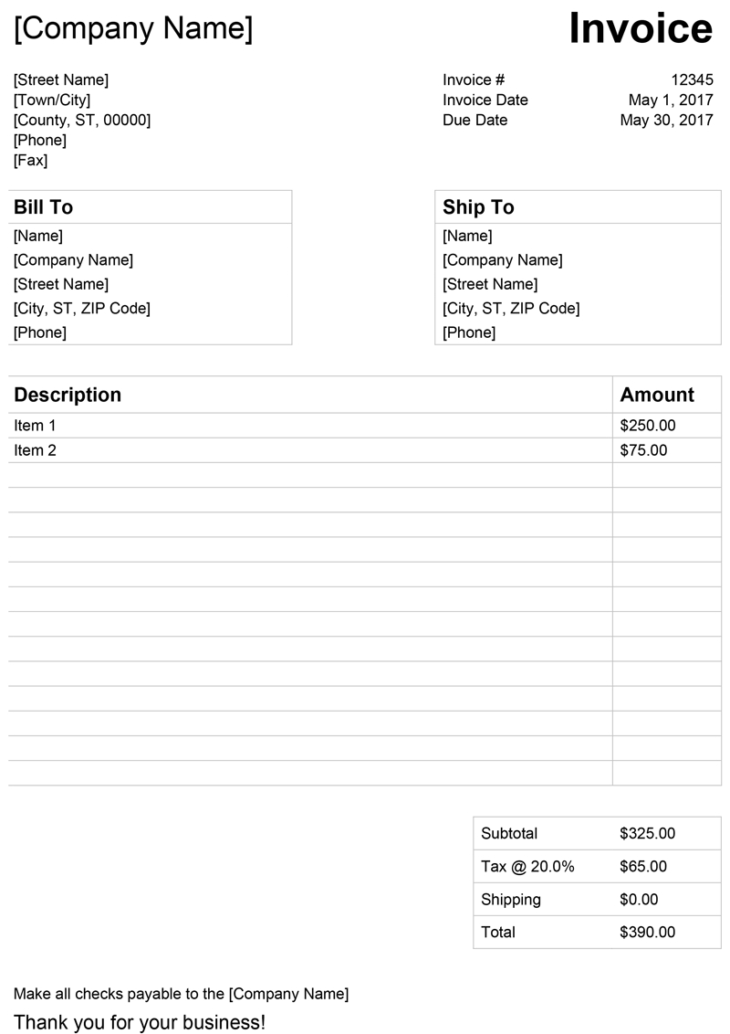 invoice template for word free simple invoice ms office 2003 invoice template
