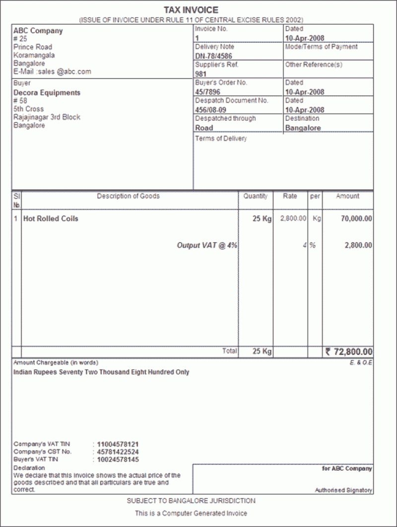 invoice template gst free rabitahinvoice onlinegst gst sale invoice format download
