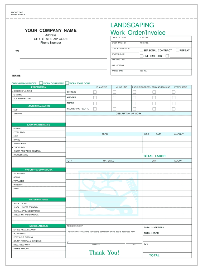 landscaping invoice template fill online printable landscaping editable invoice template excel