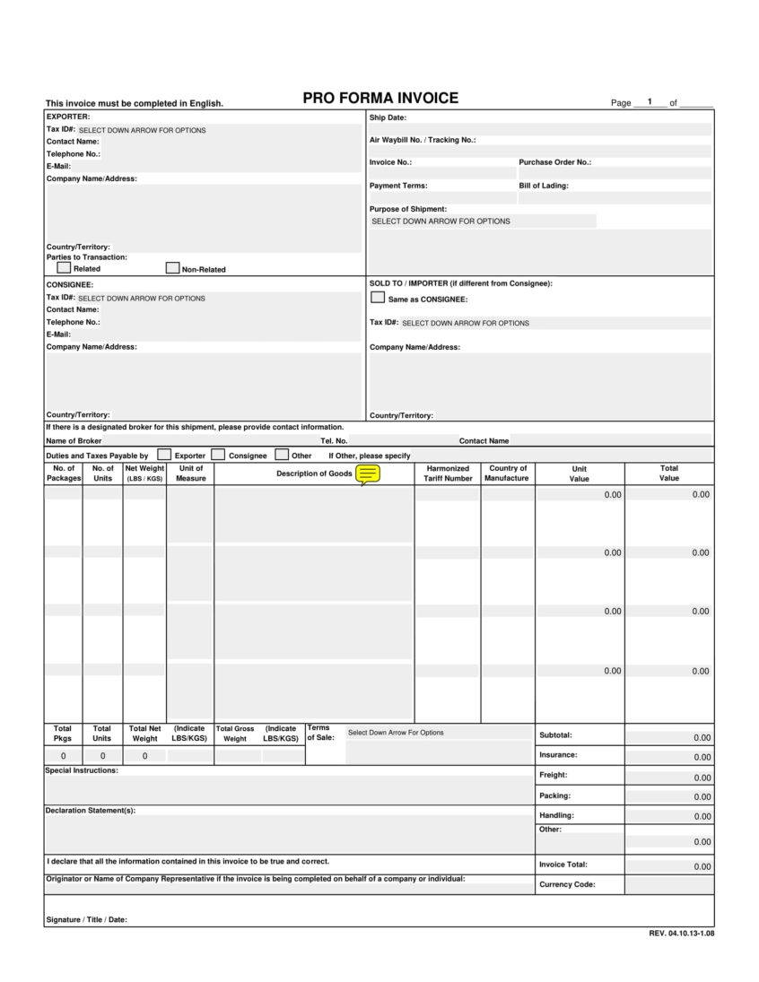 pro forma spreadsheet ice examples word proforma sample gst sample form format
