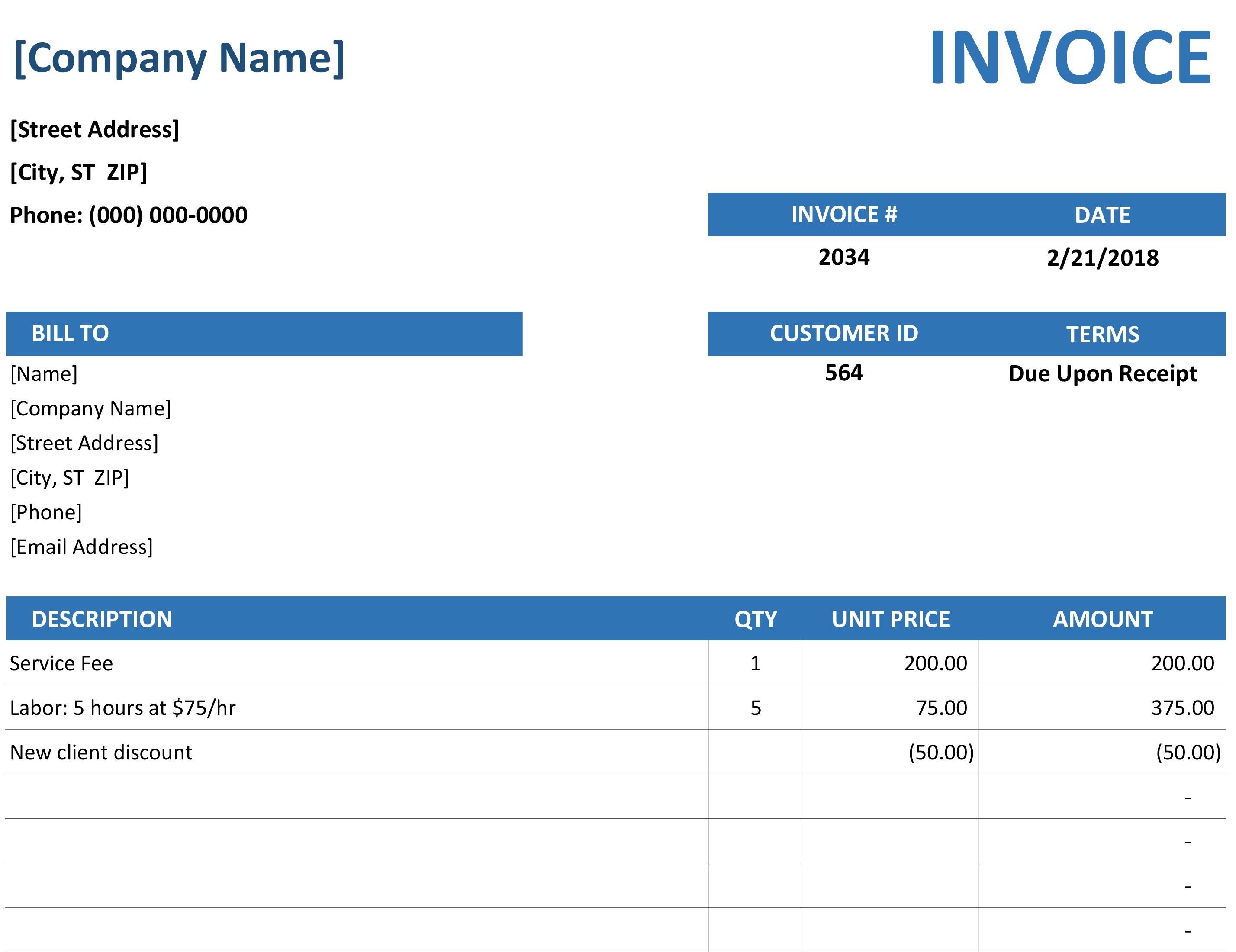 simple service invoice invoice sheet for excel