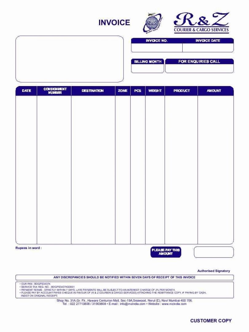 travel invoice format invoice template word invoice courier bill format in word