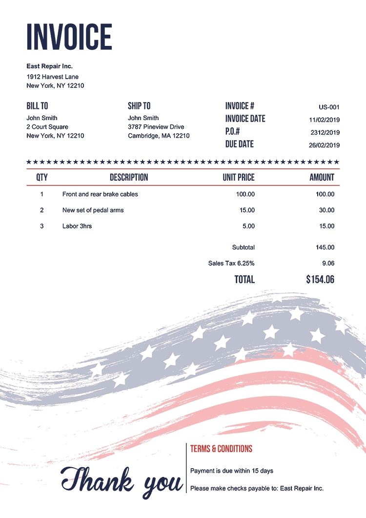 invoice template with payment terms