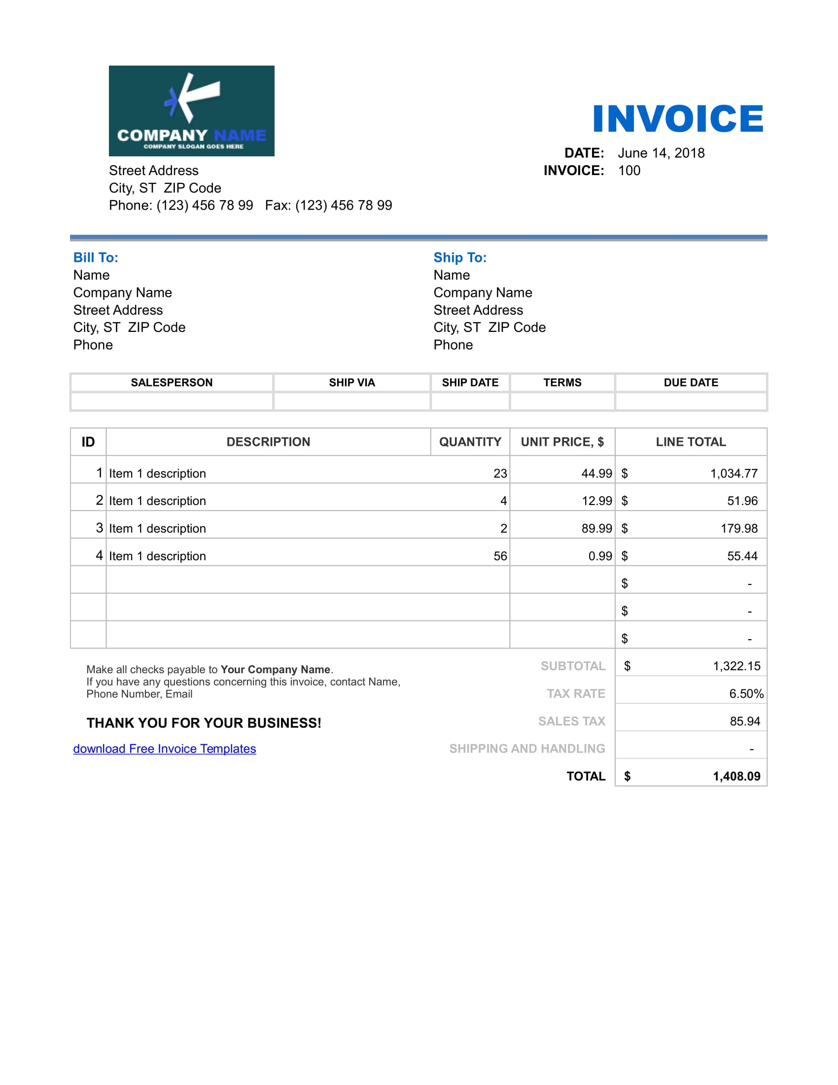 invoice number example