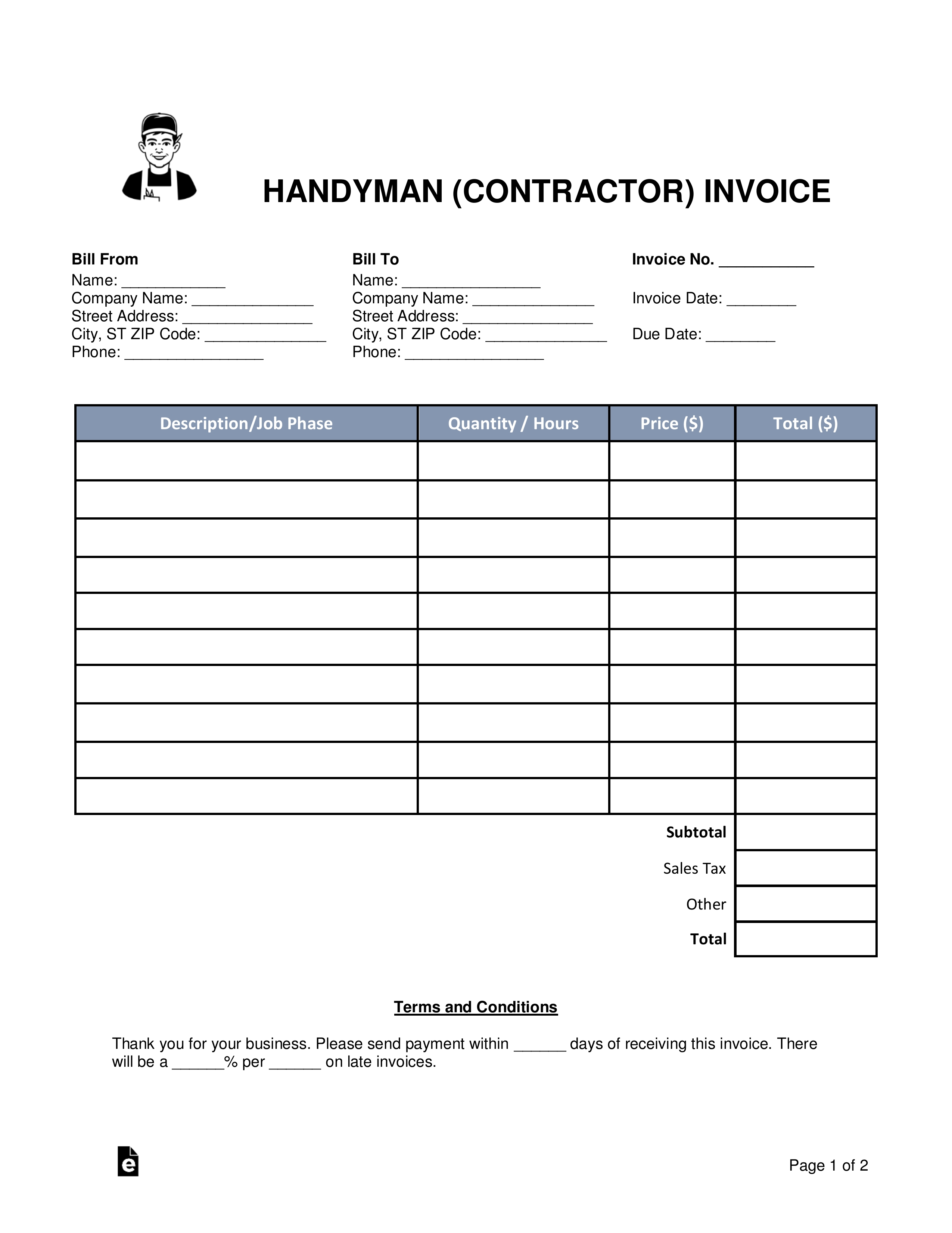 23 free contractor invoice template fillable word excel official independent contractor invoice