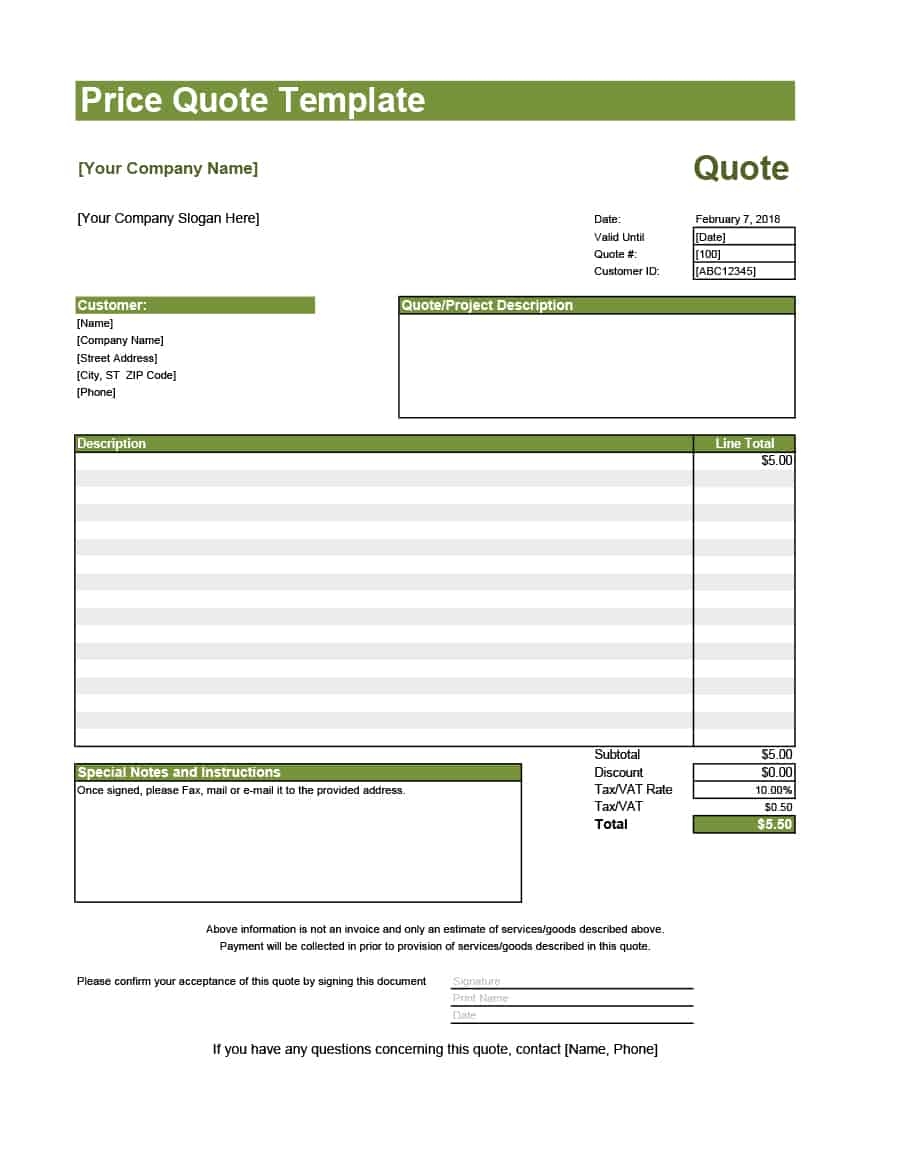47 professional quote templates 100 free download quotation format in excel download