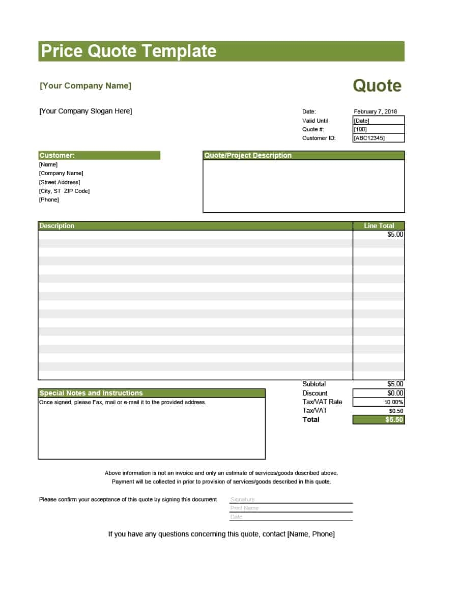 Quotation Format In Excel Download * Invoice Template Ideas