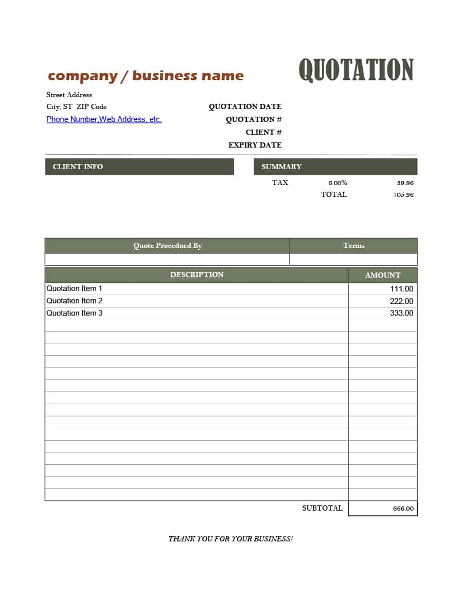 Quotation Format In Excel Giatbelajarglobal