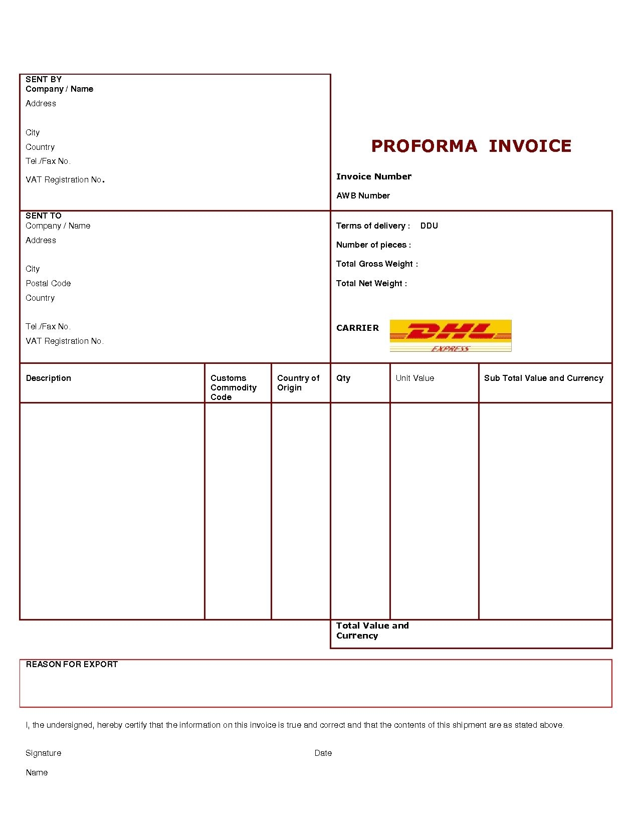 dhl proforma invoice template invoice template free 2016 proforma of invoice in consignment