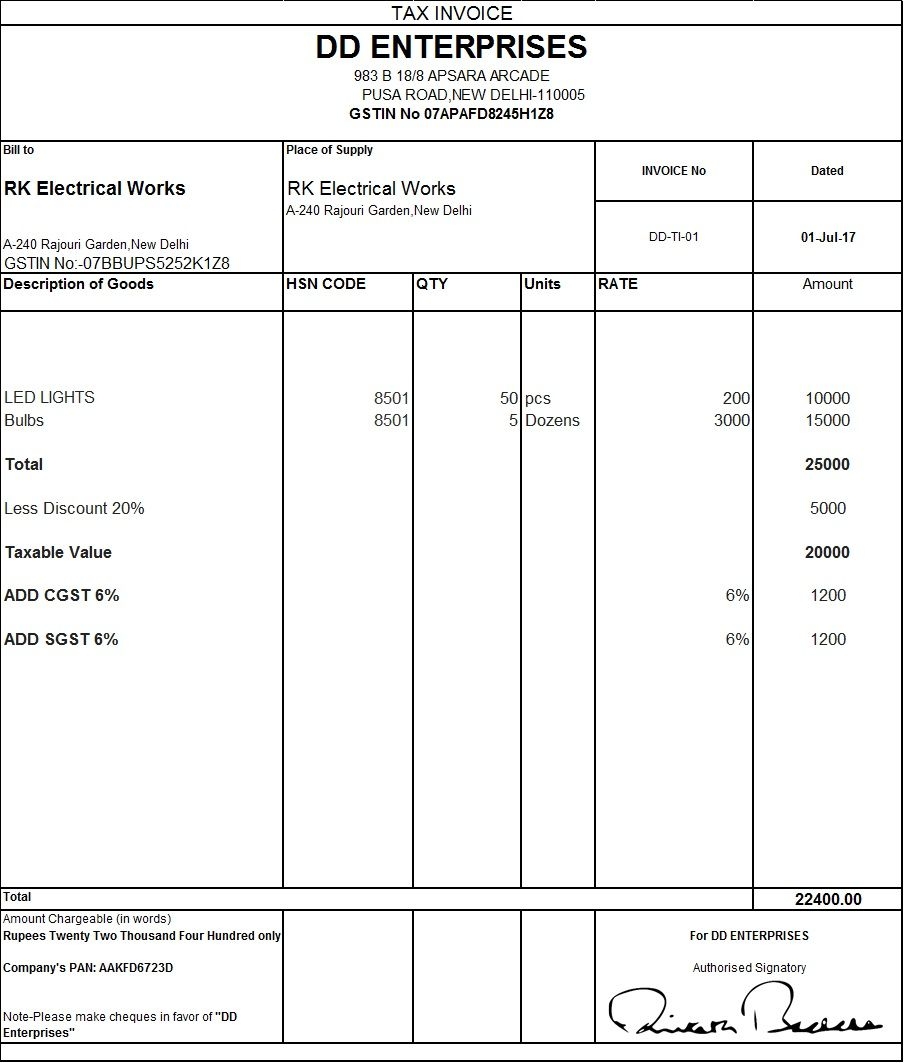 download excel format of tax invoice in gst invoice format stationery gst tax invoice model