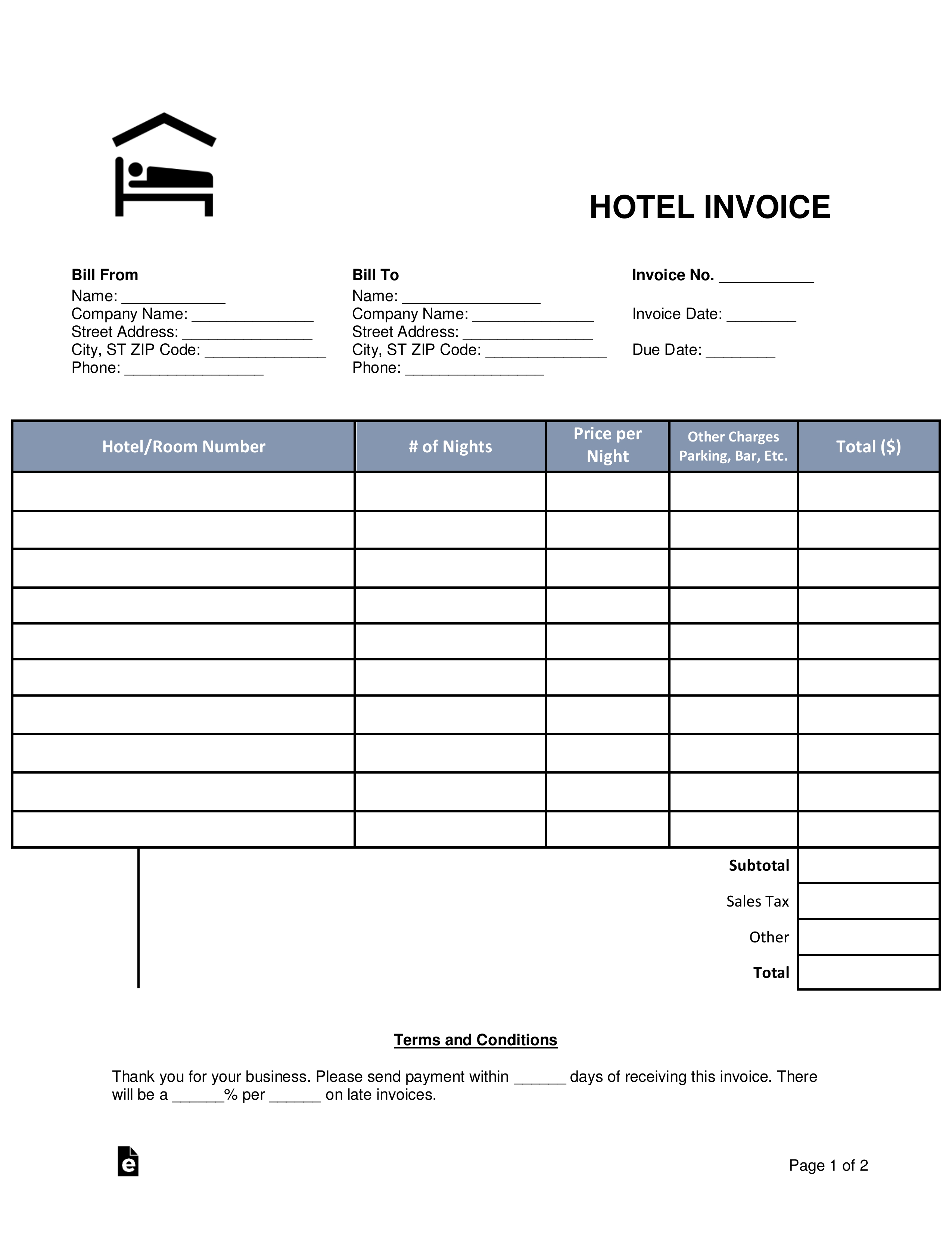 free hotel invoice receipt template word pdf eforms hotel invoice templates printable free
