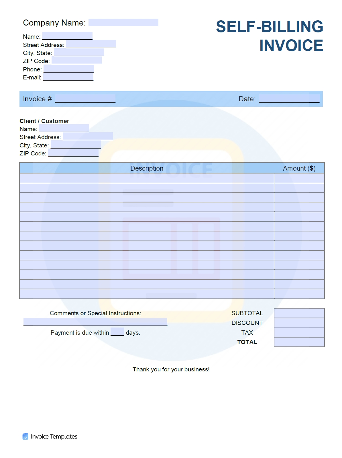 free self billing invoice template pdf word excel self billing invoice template