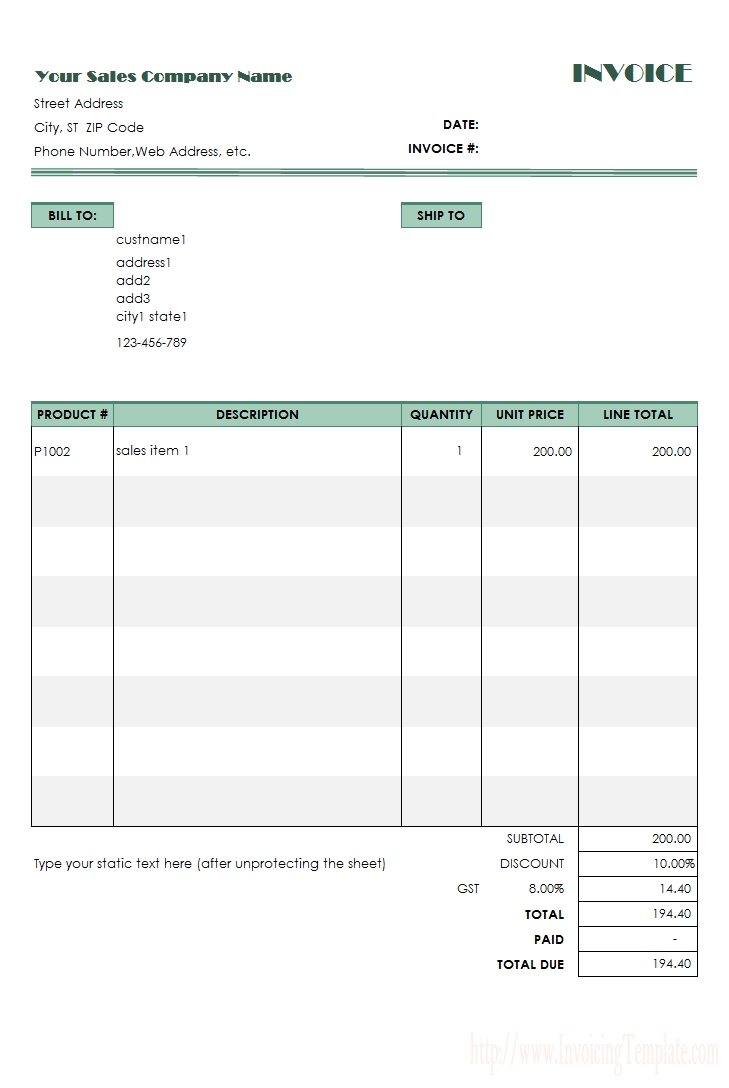 gst and pst invoice template gst business invoices templates