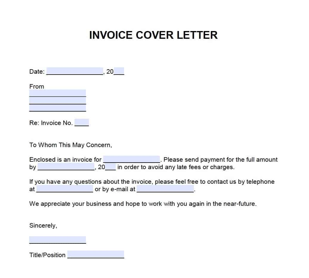 Sample Of A Cover Letter For An Invoice