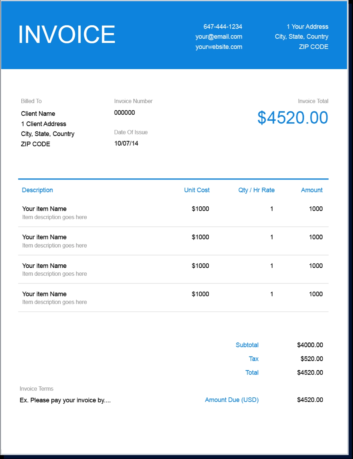 Self Billing Invoice Template