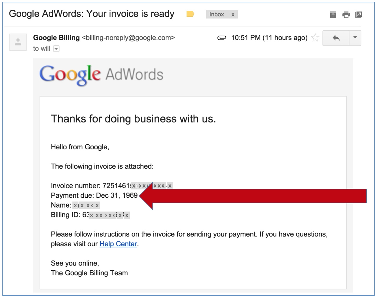 a minor bug in google adwords will marlow agency google adwords invoice pic