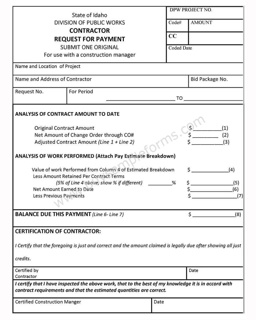 contractor payment request form survey template templates payment application form template