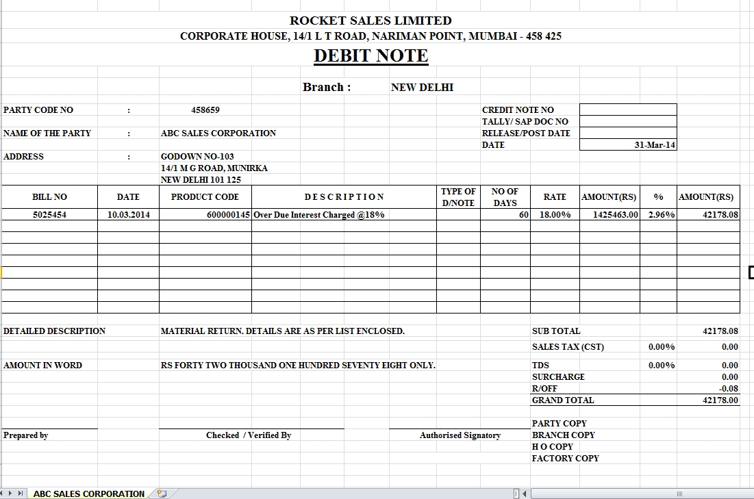 debit note template excel format notes template memo credit note and debit note format