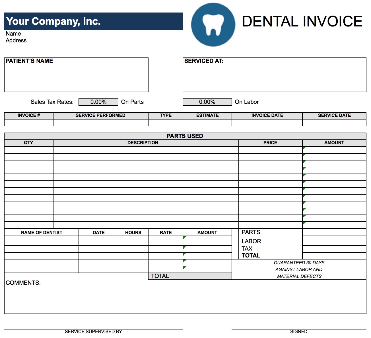 Dental Billing Statement Sample