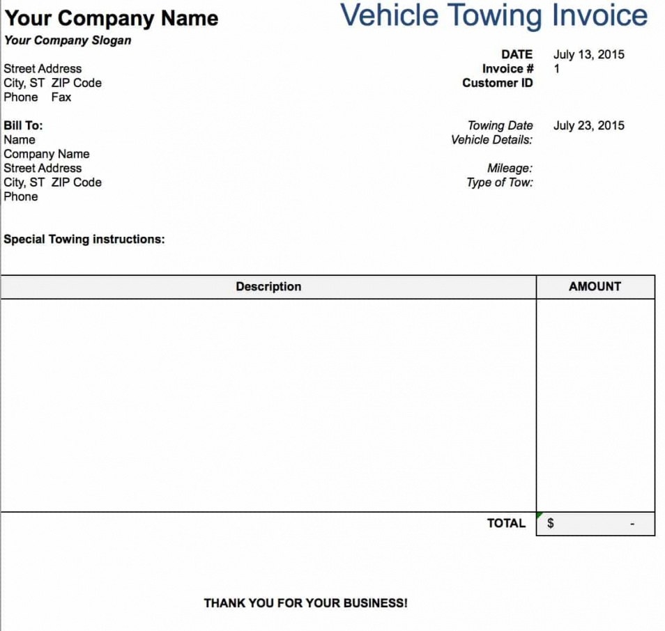 free tow service invoice template excel pdf word doc for free towing invoice receipt templates