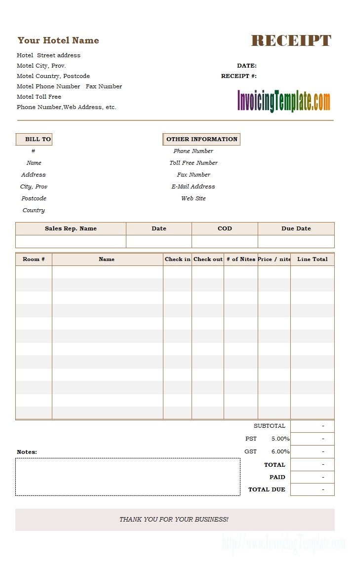 hotel receipt template images of receipt and invoice