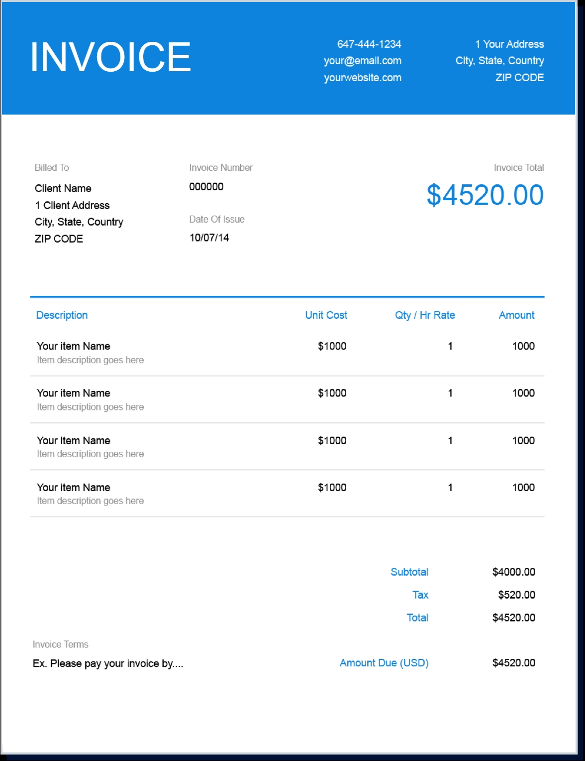 Word Invoice Template For Download