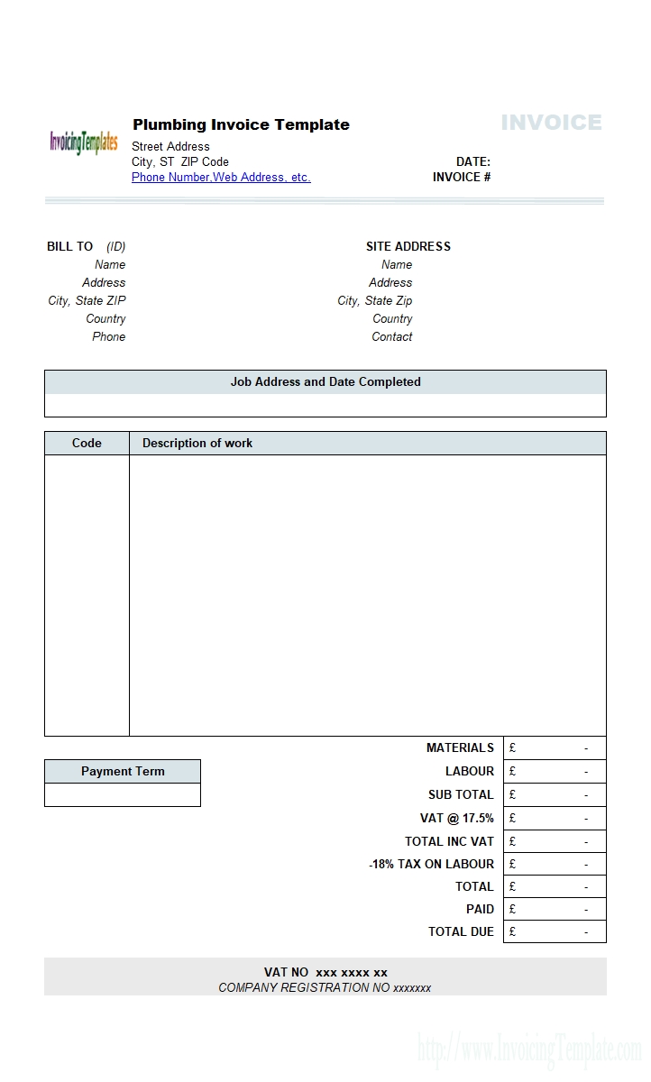 plumbing contractor invoice template contractor gst invoice example