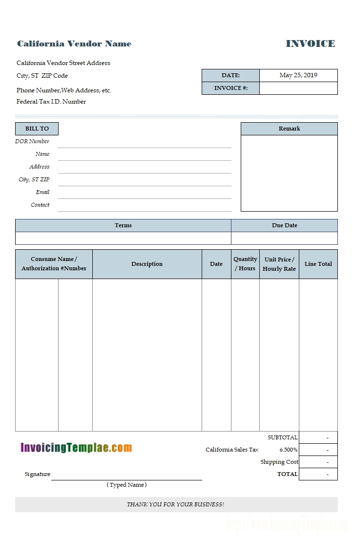 vendor invoice template for california sample of vendor invoice