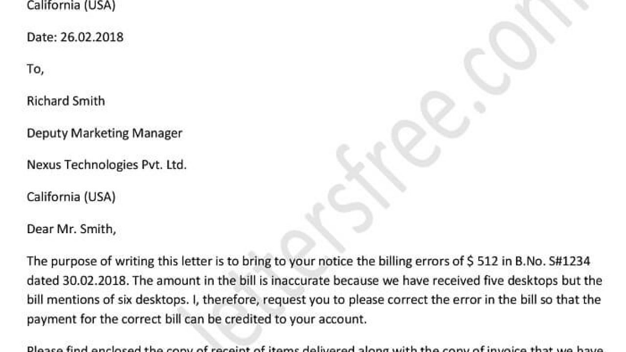writing a dispute billing error letter dispute letter invoice dispute letter template