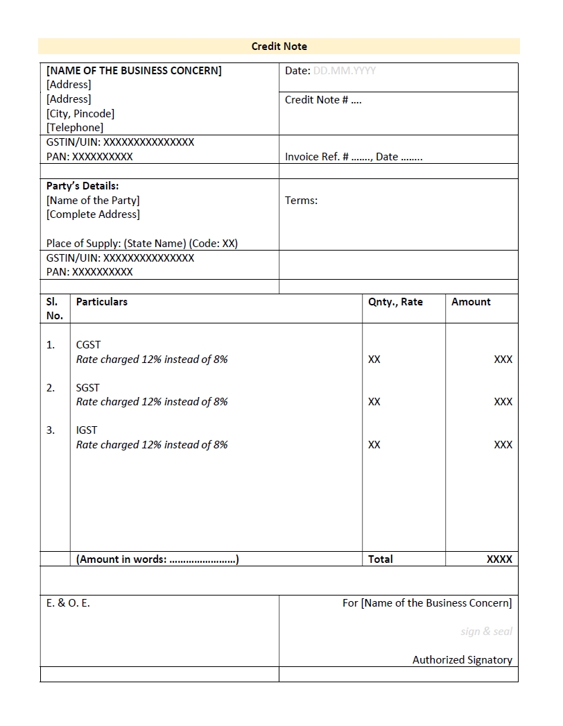 format of a credit note katera debit note and credit note in gst