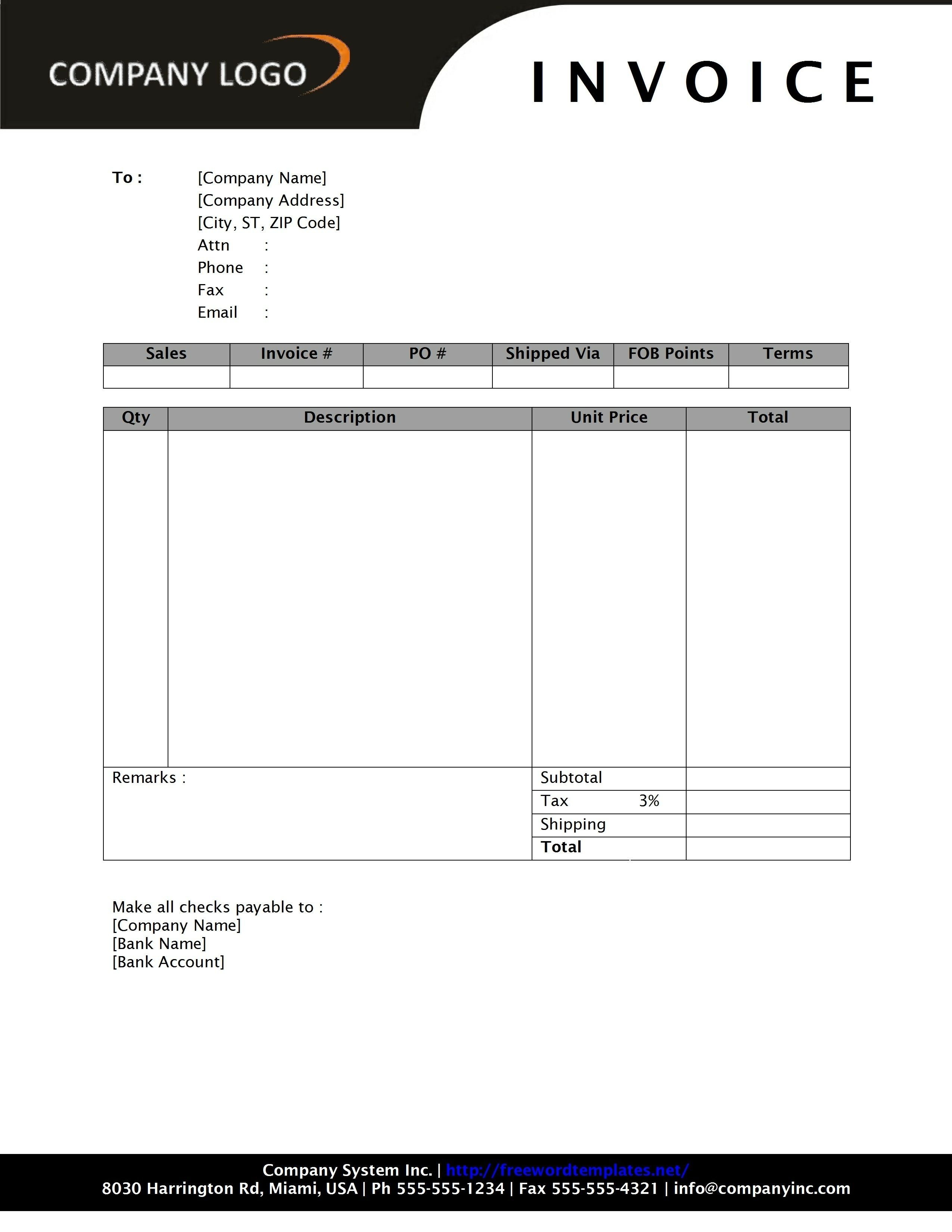 Free Editable Invoice Template Download