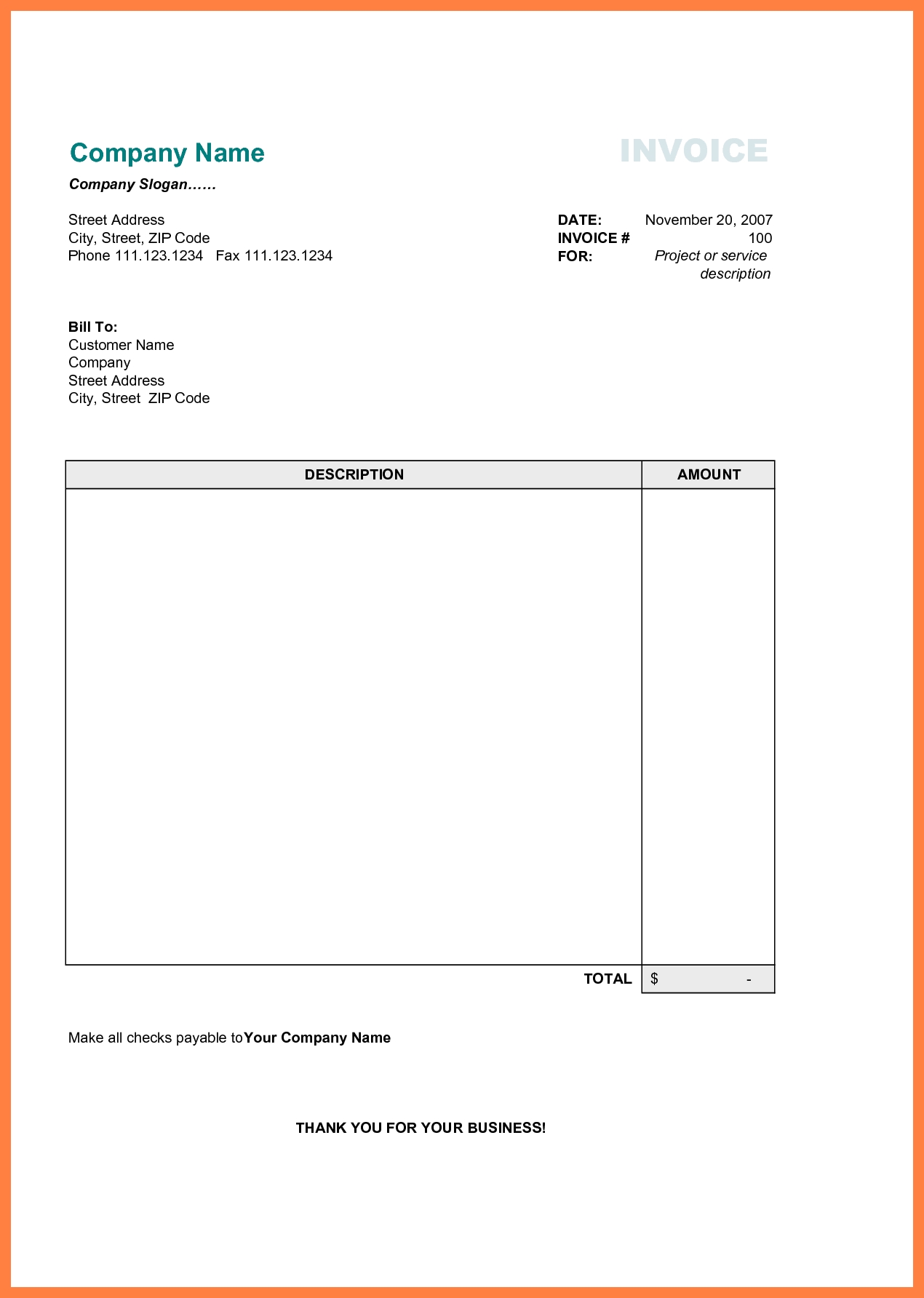 free printable business invoice template invoice format in simple blank invoice excel free