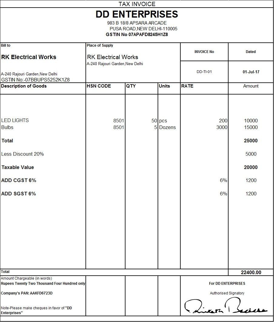 gst tax invoice template invoice format in excel invoice gst sale invoice format