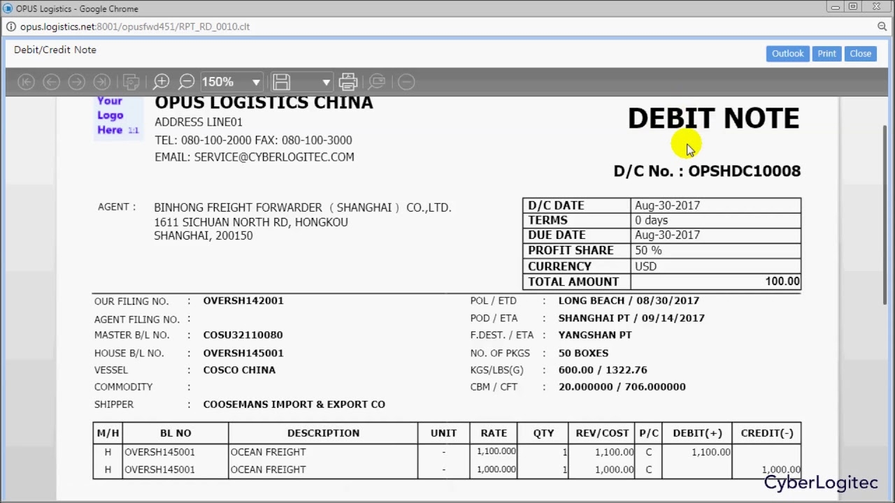 logistics training debitcredit note for oversea transaction photos of debit note